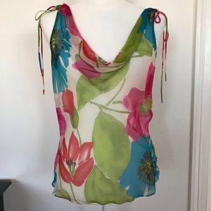 Cache’ Silk Floral Shell Top Size M
